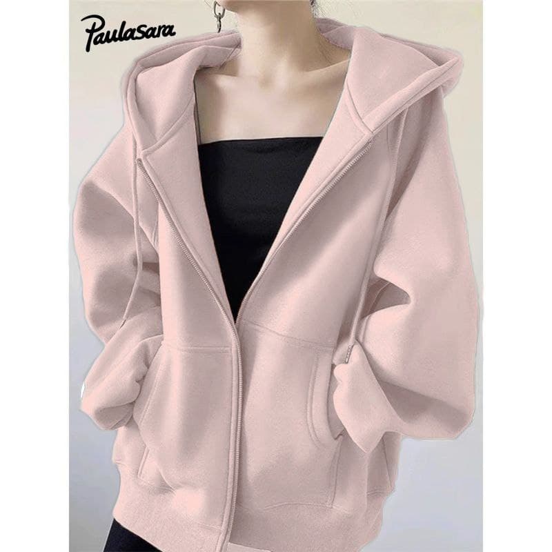 American retro style zip-up hooded sweatshirt